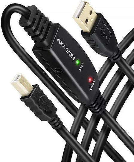 Axagon USB 2.0 Kabel USB-A-Stecker - USB-B-Stecker Schwarz 15m