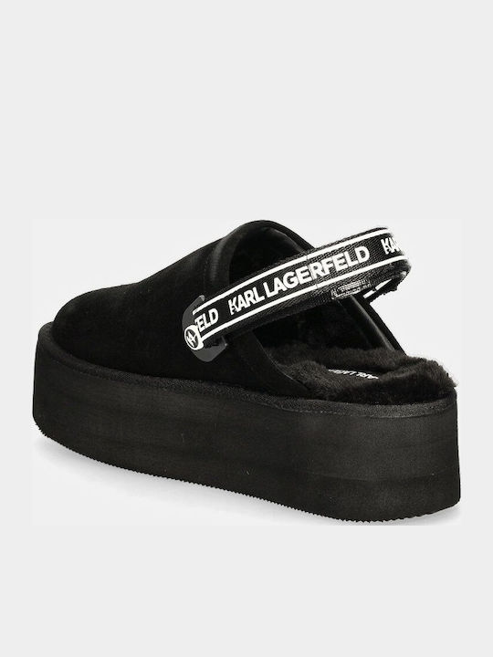 Suede Mules with Low Heel in Black Color