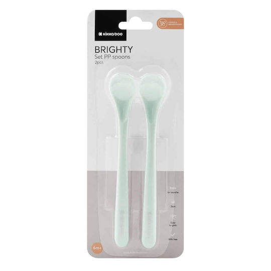 Kikka Boo Baby Set with Spoons Brighty made of Plastic for 6+ months Mint 2pcs
