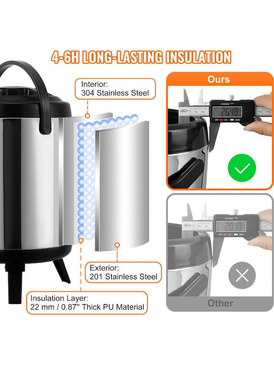 Vevor Dispenser Hot & Cold Beverages 6lt L24 x W24 x H37 cm
