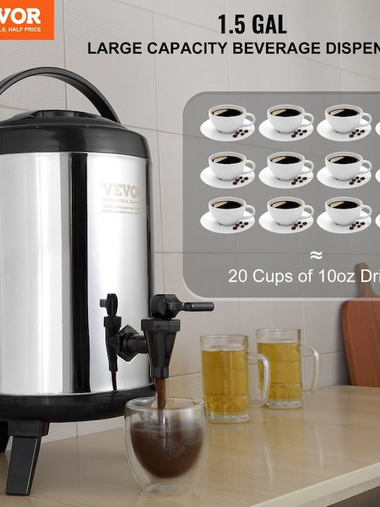 Vevor Dispenser Hot & Cold Beverages 6lt L24 x W24 x H37 cm