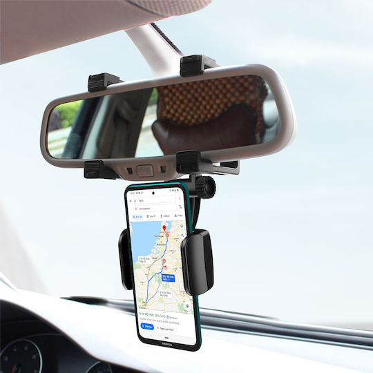 Car Holder Smartphone Mounting On Mirror 360° Rotating Black