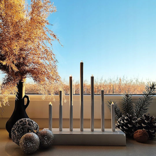 Christmas Plastic Silver Battery Candlestick