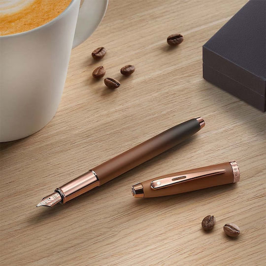 Sheaffer Πένα Γραφής Medium Καφέ από Ατσάλι με Μπλε Μελάνι