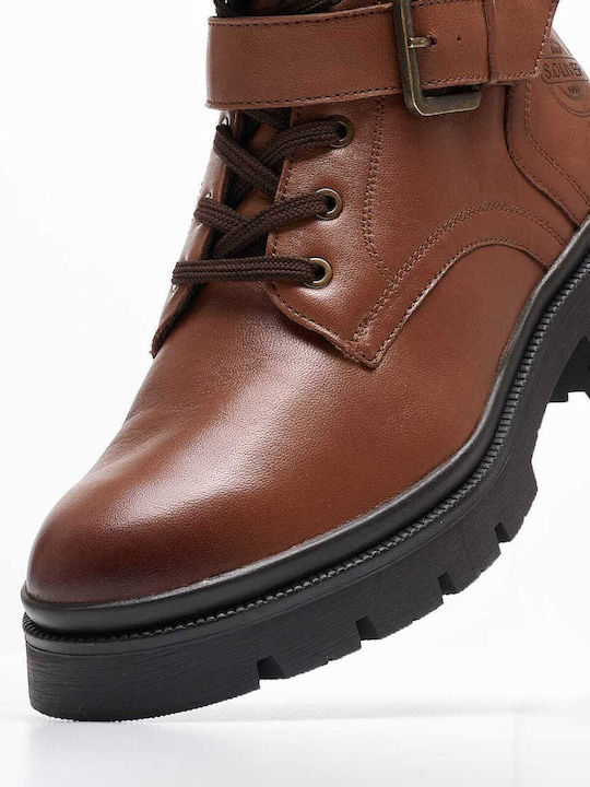 Leder Stiefeletten Damen Tabac Braun