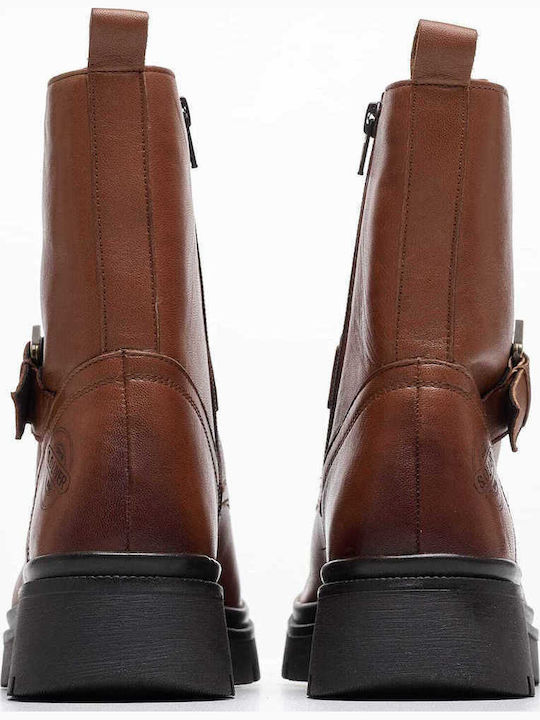 Leder Stiefeletten Damen Tabac Braun