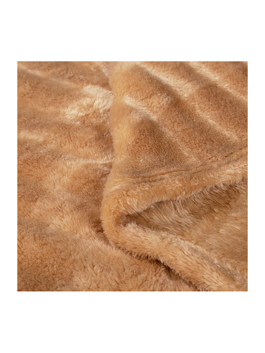 Dimcol Blanket Fleece Single 160x220cm Coral Beige 12