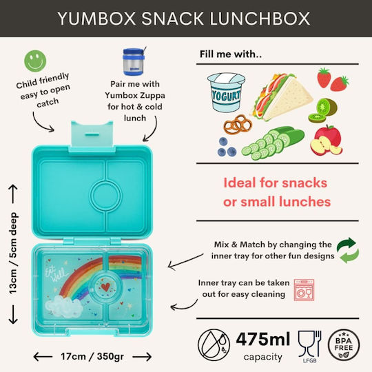 Yumbox Πλαστικό Παιδικό Δοχείο Φαγητού Τιρκουάζ