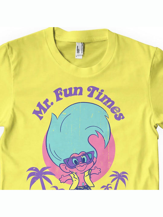 Paperinos Good Luck Trolls T-shirt Κίτρινο Βαμβακερό