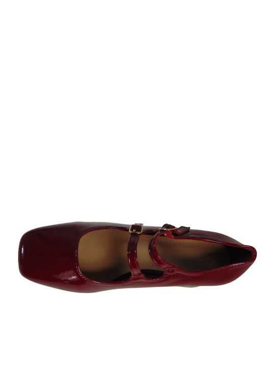 Patent Leather Burgundy Heels with Strap