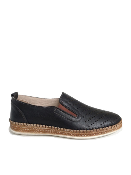 Leather Women's Moccasins in Black Color