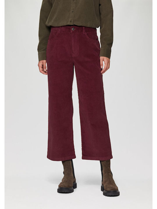 Red Label Women's Fabric Trousers Burgundy