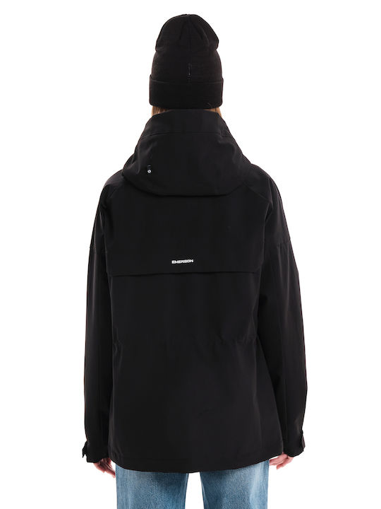 Women's Short Lifestyle Jacket for Winter with Hood Black