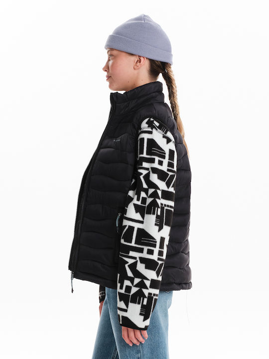 Scurtă Jachetă de femei Fără mâneci Puffer Negru