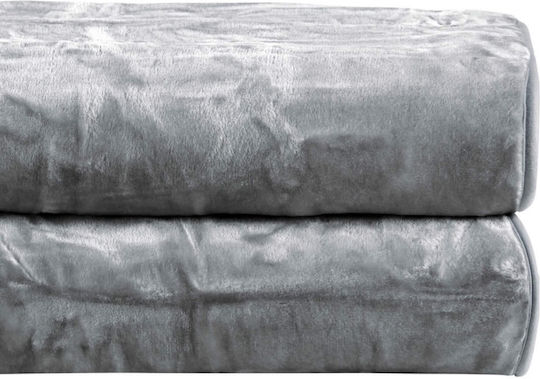 Kentia Notte Pătură Catifea Simplă 160x220 cm Gri Deschis