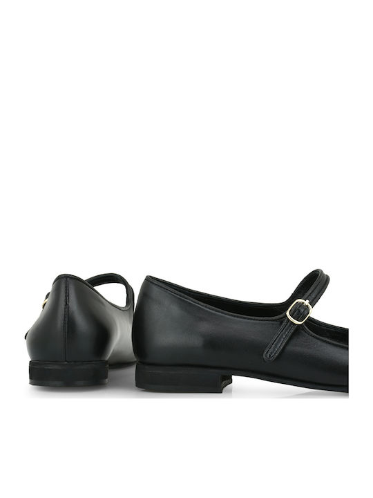 Leder Damen Ballerinas Schwarze