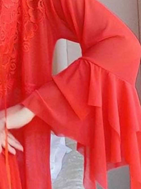 Pretty Lingerie Winter Women's Robe with Nightdress Red