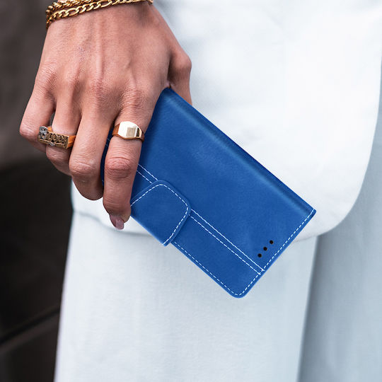 Schlanke Hülle Flip Book Cover Stand Wallet Case 5,5'' 6'' Smartphones Blau