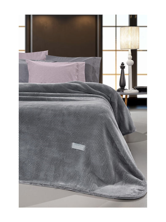 Guy Laroche Cheval Samtige Decke Übergröße 220x240cm Silber