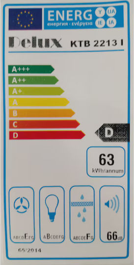 Delux KTB 2213 Ελεύθερος Απορροφητήρας 60cm Μαύρος με Wi-Fi