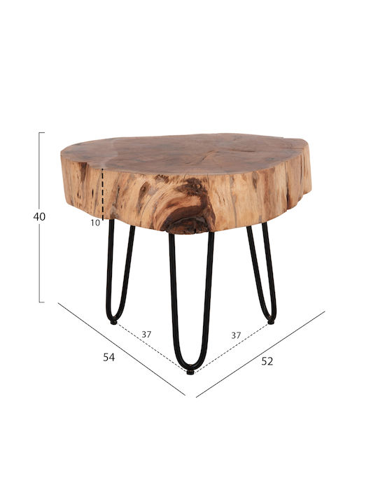 Round Side Table Claudine made of Solid Wood Acacia L52xW54xH40cm