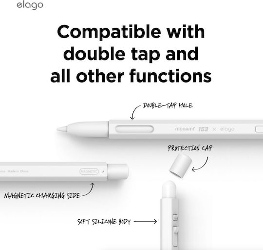 Elago Stylus-Hülle X Monami Silicone für Apple Pencil (2. Generation & Pro) Weiß