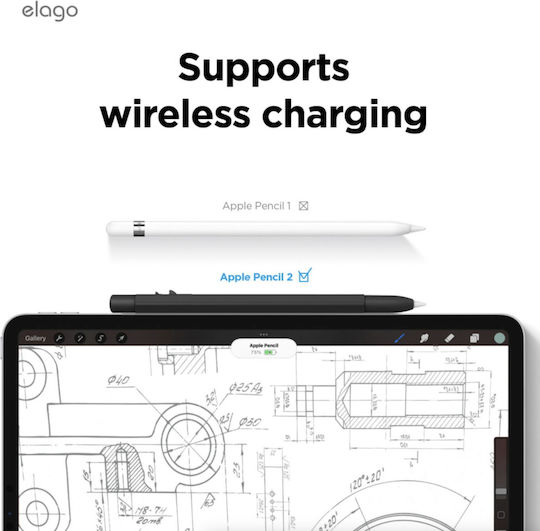 Elago Stylus-Hülle X Monami Silicone für Apple Pencil (2. Generation & Pro) Schwarz