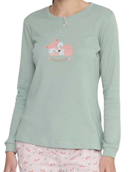 Noidinotte Winter Women's Pyjama Set Cotton Mint