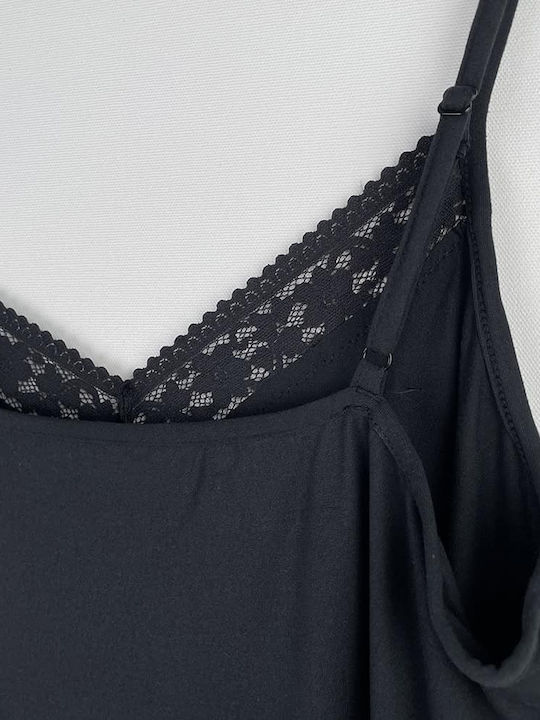Fuanna Summer Women's Robe with Nightdress Black