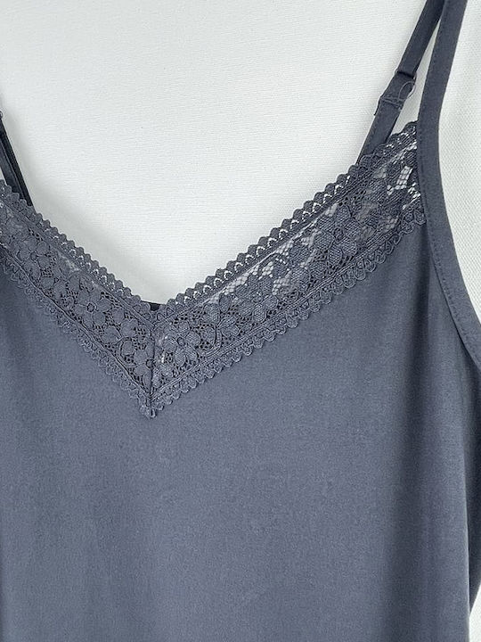 Fuanna Summer Women's Robe with Nightdress Anthracite Grey