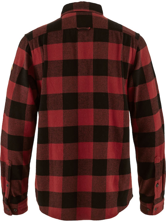 Ovik Long-sleeved Flannel Shirt Checked Red/Black