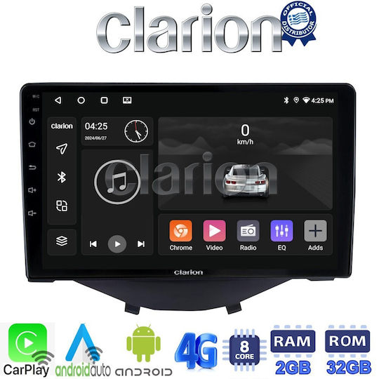 Clarion Ηχοσύστημα Αυτοκινήτου για Peugeot 107 Toyota Aygo Citroen C1 2014> (Bluetooth/USB/WiFi/GPS/Apple-Carplay/Android-Auto) με Οθόνη Αφής 9"