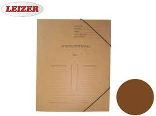 Leizer Folder Prespan with Rubber Band and Ears for Paper A4 Brown Folder