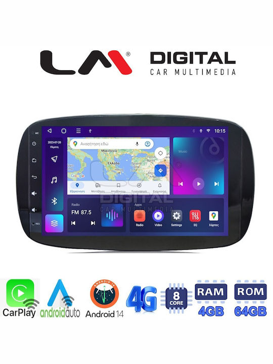 LM Digital Auto-Audiosystem für Smart FürZwei / FürVier 453 2015+ (Bluetooth/USB/WiFi/GPS/Apple-Carplay/Android-Auto) mit Bildschirm 9"