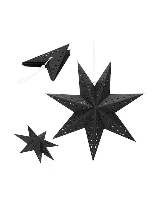 Crăciunesc Decorativ Suspendata Stea Hârtie Negru 3x3buc 1buc