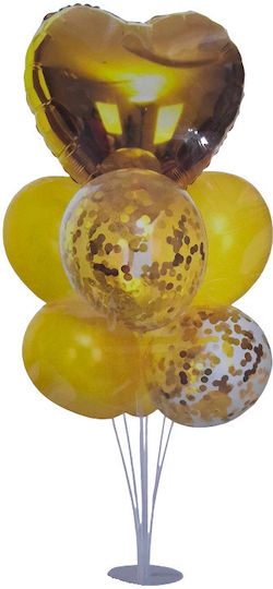 Set of 7 Balloons Bubble Gold Round Party Base