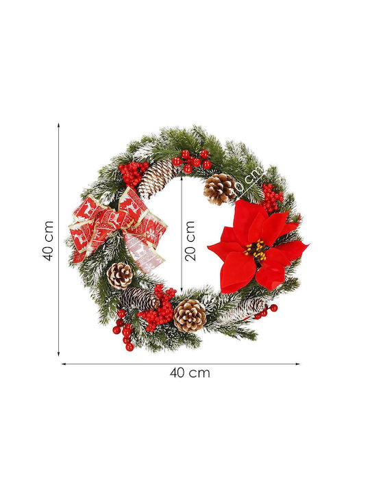 Crăciun Decorativ Plastic Coroană de flori cu lumină LED Pe baterii cu Diametru 40cm.