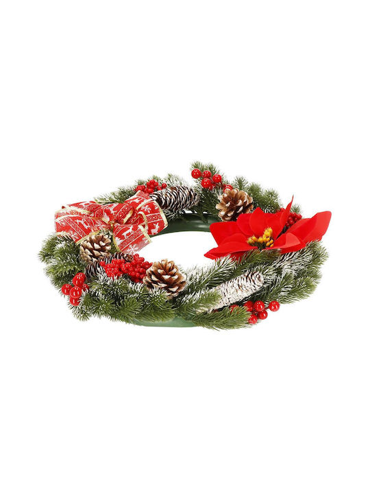 Crăciun Decorativ Plastic Coroană de flori cu lumină LED Pe baterii cu Diametru 40cm.