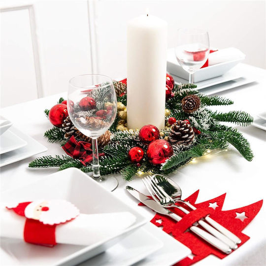 Crăciun Decorativ Plastic Coroană de flori cu lumină LED Pe baterii cu Diametru 50cm.