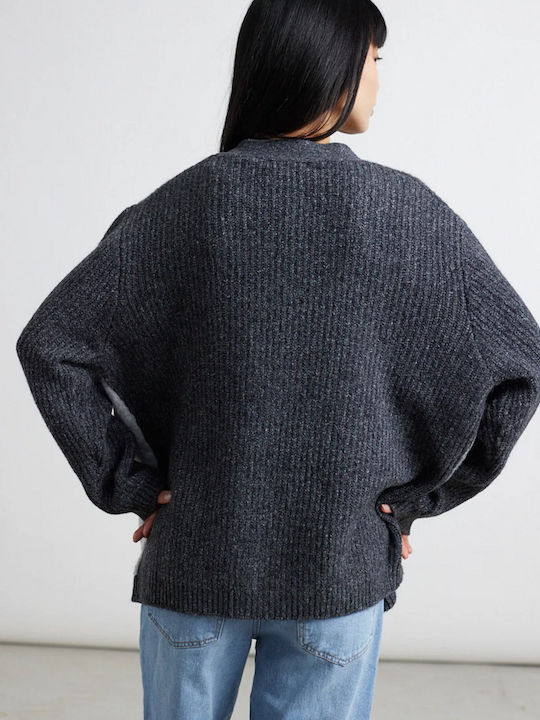 Women's Knitted Cardigan with Buttons Gray
