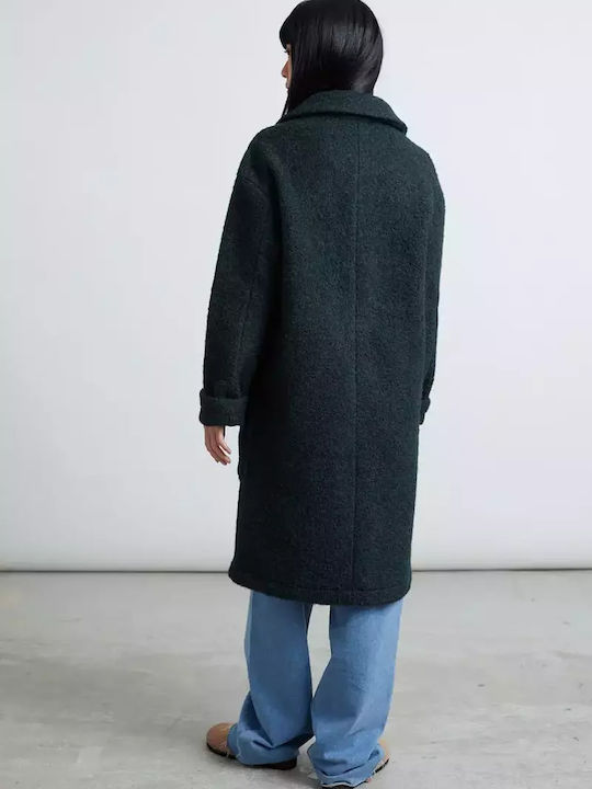 Damen Grün Mantel Oversized mit Knöpfen