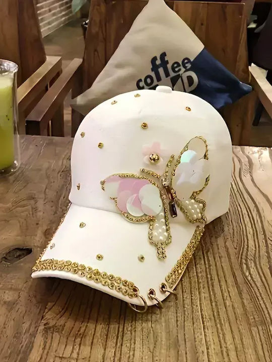 Șapcă reglabilă cu fluture de perlă