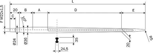Loader Crowbar 52561 Round Ø42 L1100 Bpt