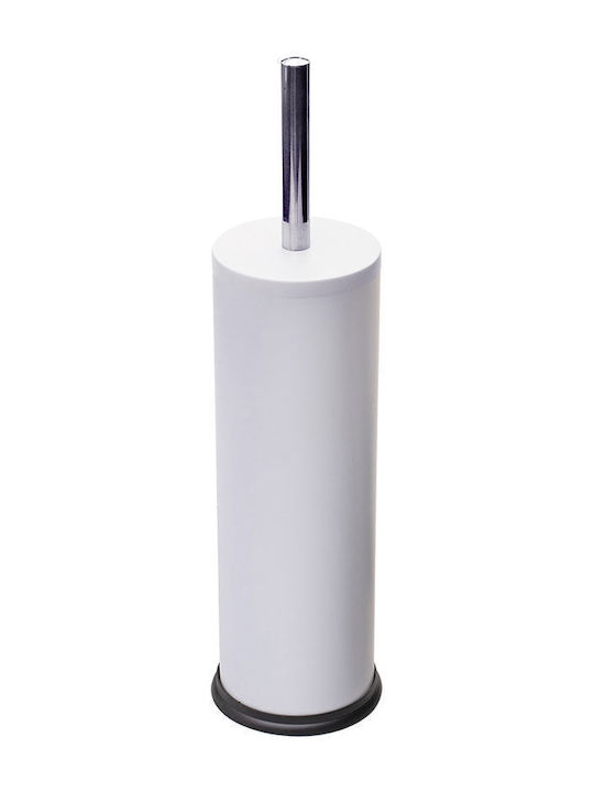 Homely Classic Metallic Toilet Brush and Basket Set Soft Close 5lt White