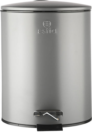 Estia Classic Metallic Bathroom Brush and Trash Can Set Soft Close 5l Gray