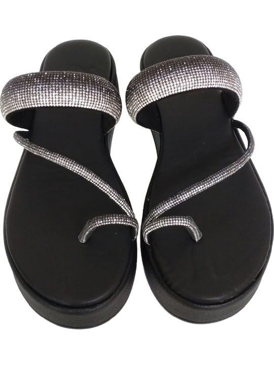 Γυναικεία Ανατομικά Σανδάλια Flatforms Μαύρα