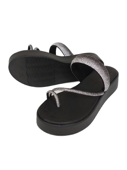 Γυναικεία Ανατομικά Σανδάλια Flatforms Μαύρα
