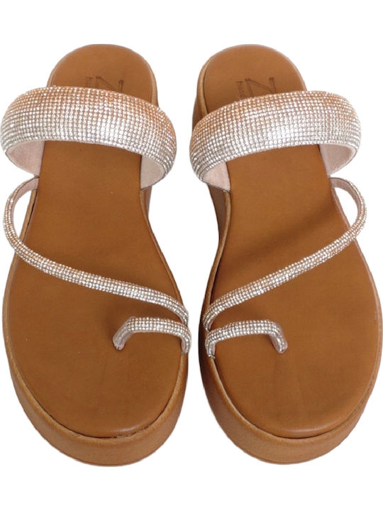 Women's Flat Sandals Anatomic Flatforms in Gold Color