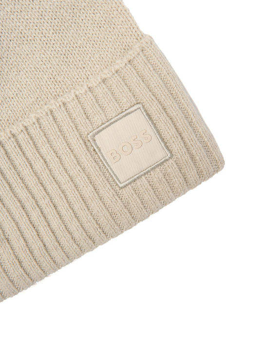 Hugo Boss Beanie Unisex Căciulă Tricotat în culoarea Bej