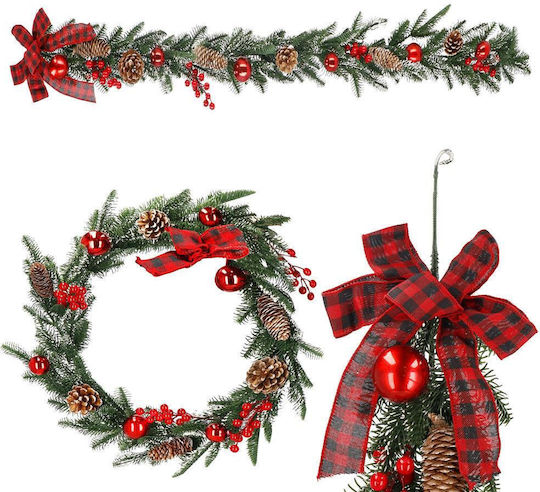 Lighted Christmas Garland Green 150x3cm 1pc